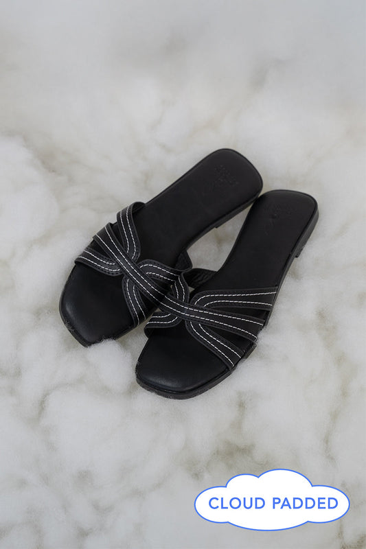 Leone Interlocking Cloud Sliders in Black