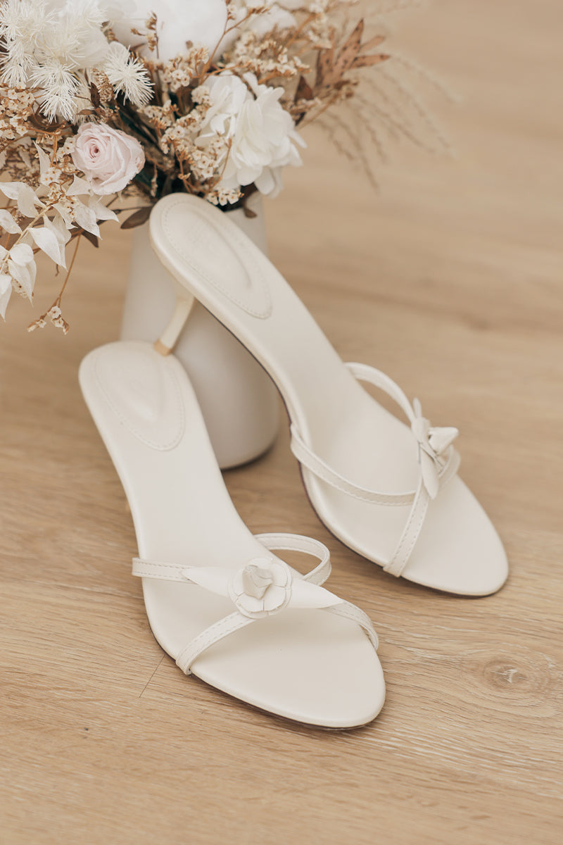 Aven Floral Cut-out Heels in Cream