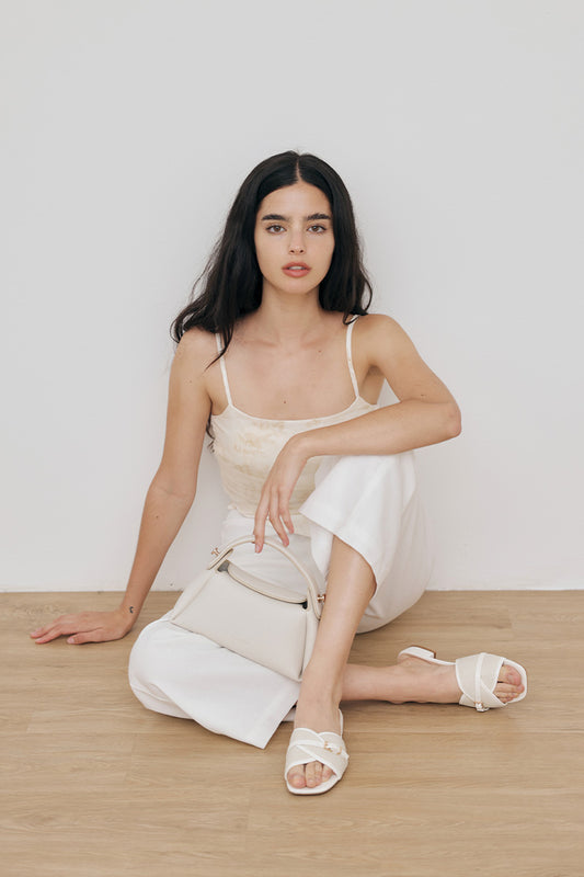 Briella Buckle Sliders in Cream