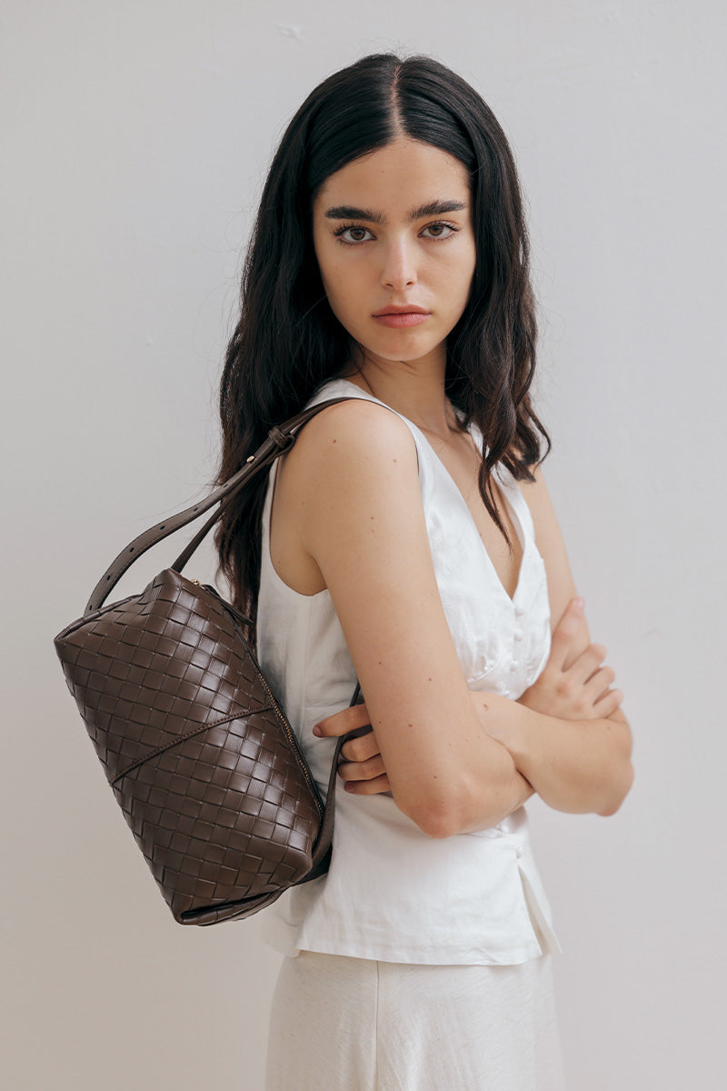 Cairo Weaved Box Bag in Cocoa