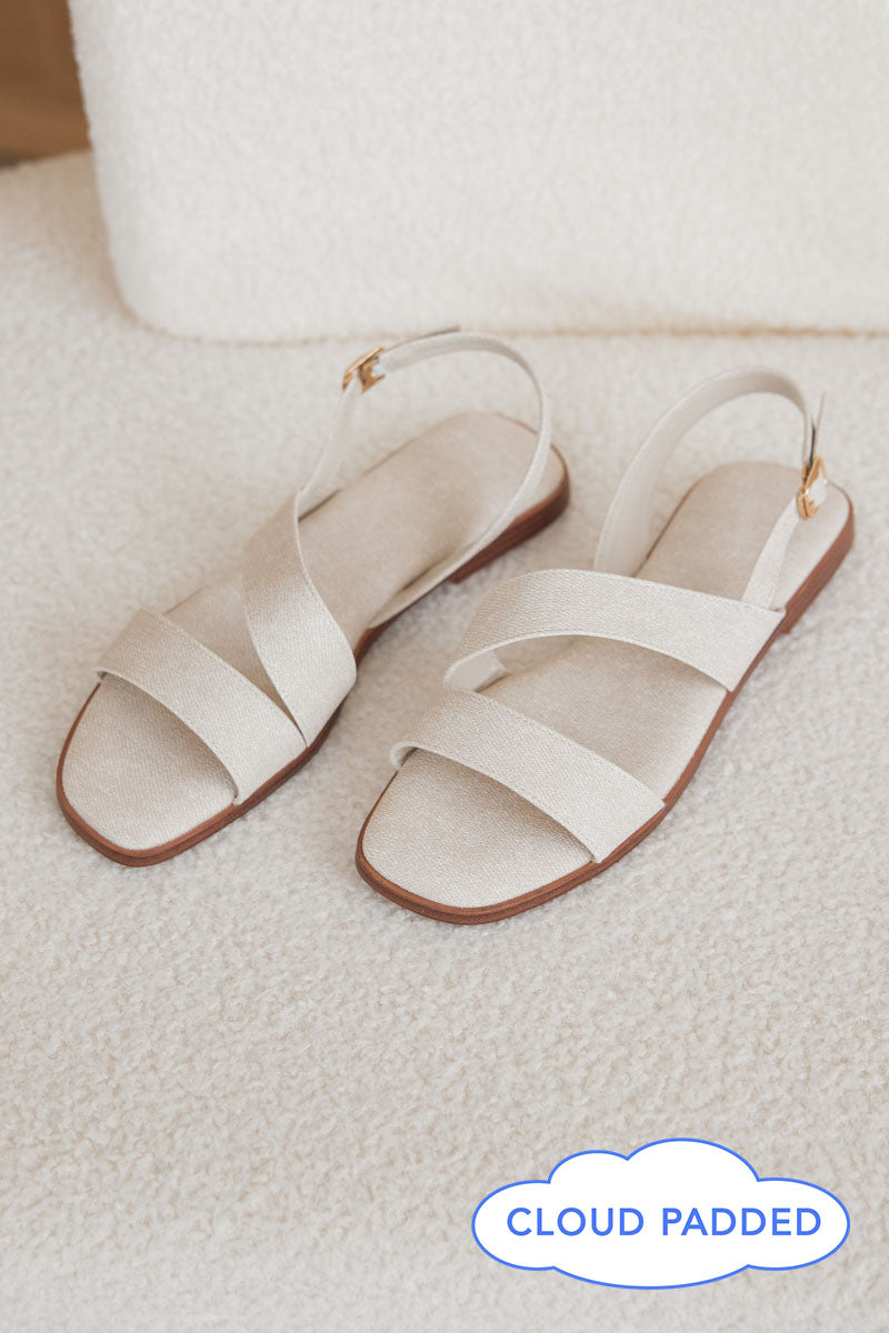 Charleey Irregular Strap Cloud Sandals in Waterproof Linen