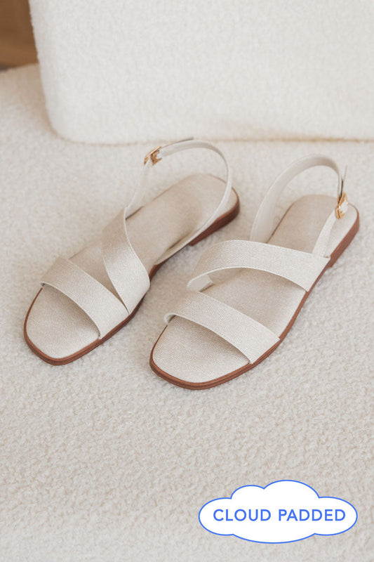 Charleey Irregular Strap Cloud Sandals in Waterproof Linen