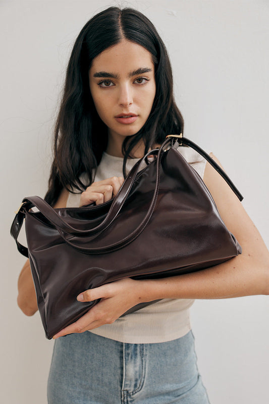Chicago Double Handle Tote Bag in Espresso Brown