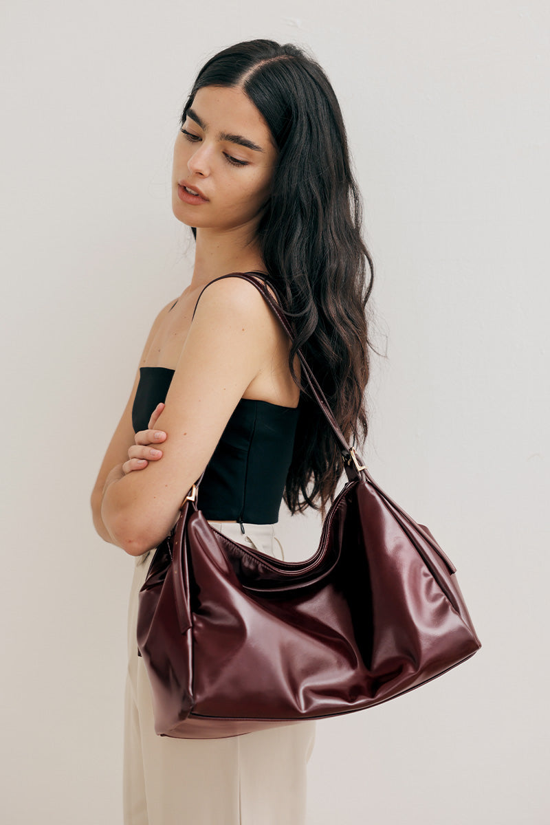 Chicago Double Handle Tote Bag in Wine