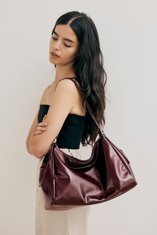 Chicago Double Handle Tote Bag in Wine