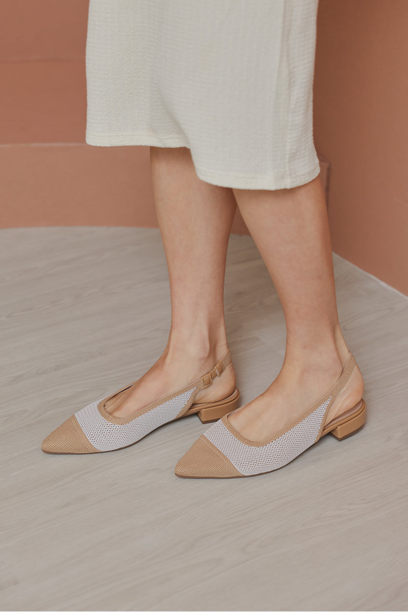 Dixie Flyknit Slingback Flats in Nude Contrast
