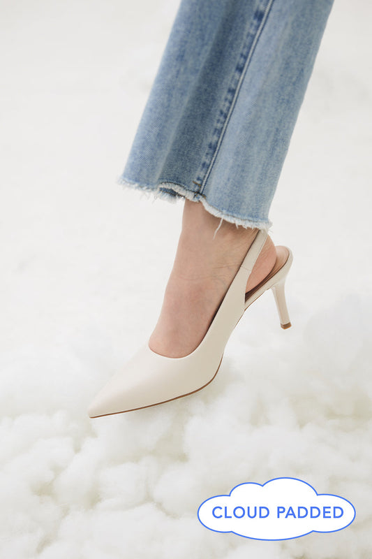 Ingrid Slingback Cloud Heels in Cream