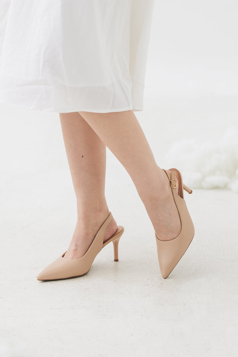 Ingrid Slingback Cloud Heels in Nude