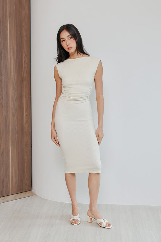 Khloe Knotted Block Heels in Cream