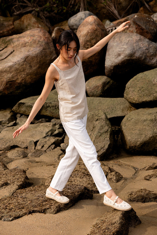 Loretta Maryjane Espadrille Flats in Waterproof Linen Embroidery