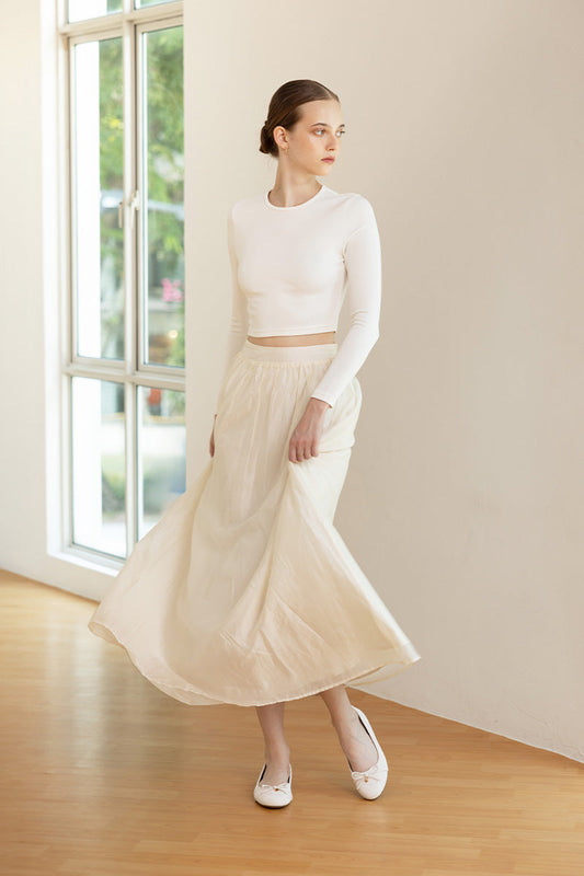 Soren Cloud Ballet Flats in Waterproof Satin Cream