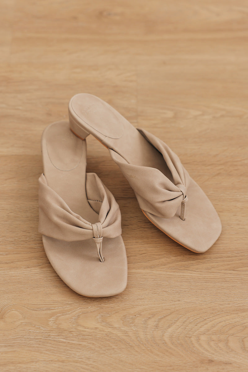Nixie Thong Block Heels in Ash Suede