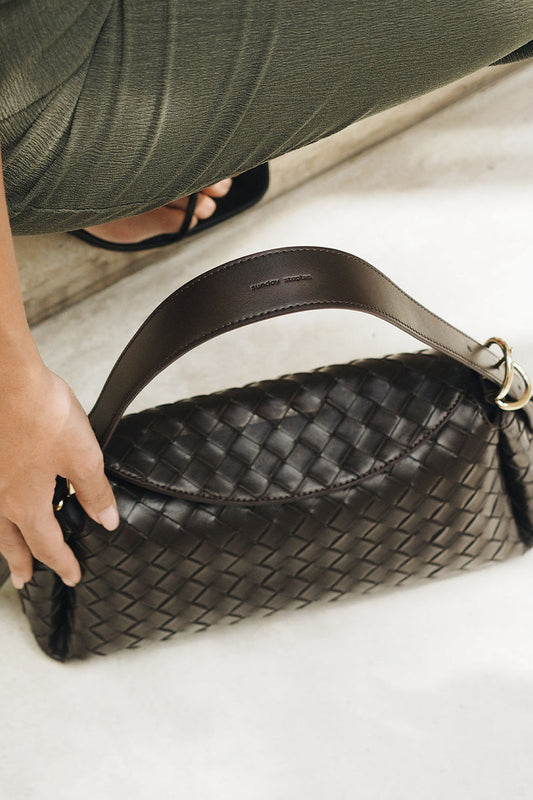 Roma Shoulder Bag in Chocolate Weave