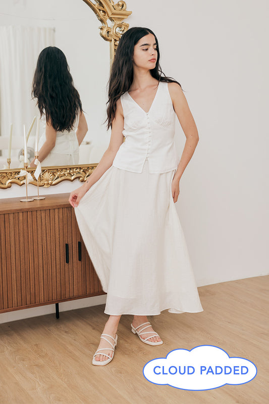 Rosalie Strappy Cloud Heels in Waterproof Linen