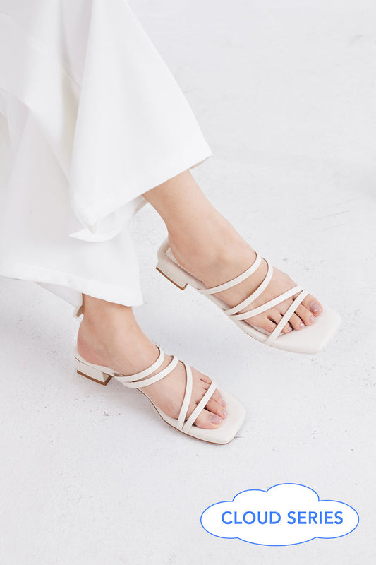 Rosalie Strappy Cloud Heels in Cream