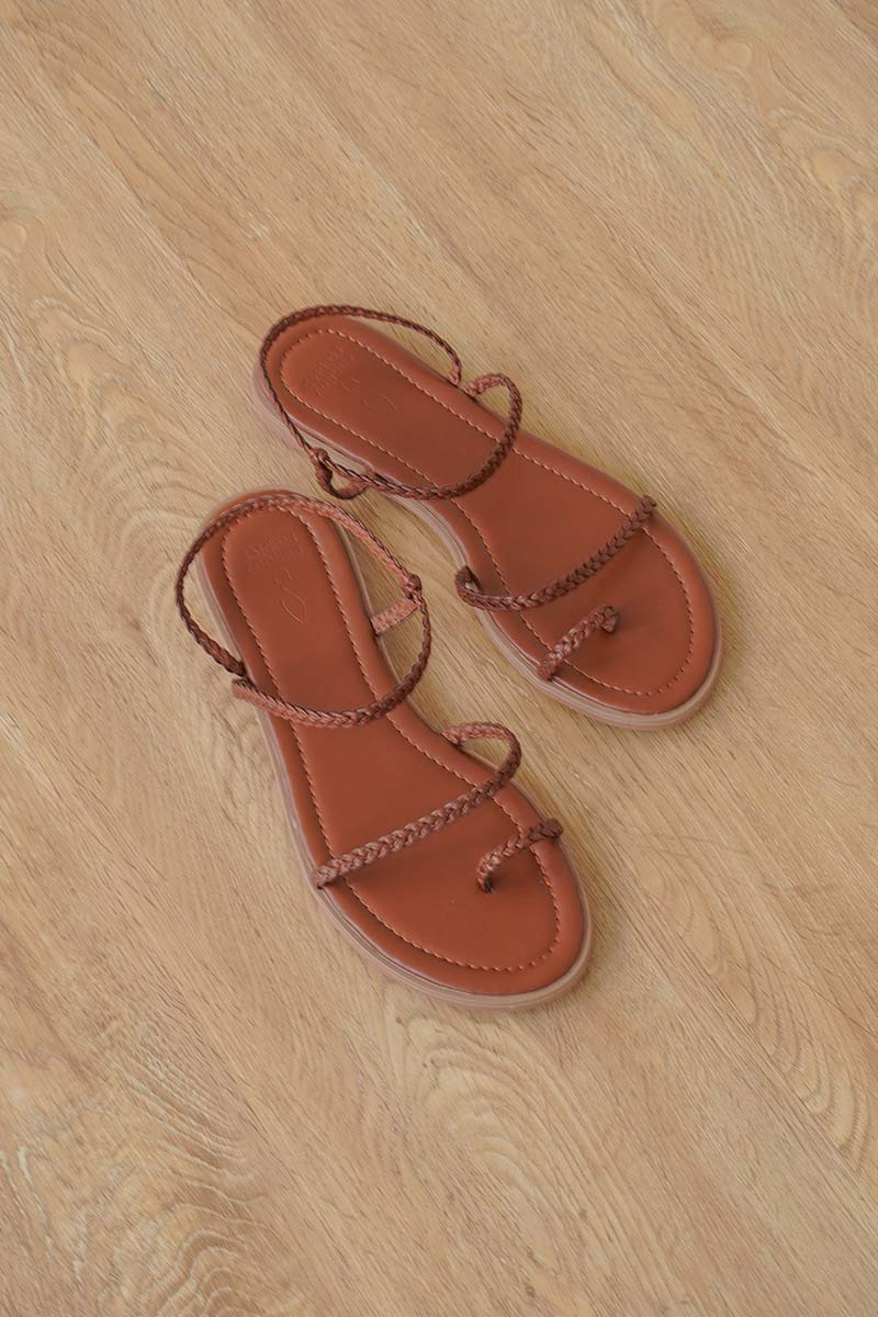 Sevana Braided Sandals in Brown