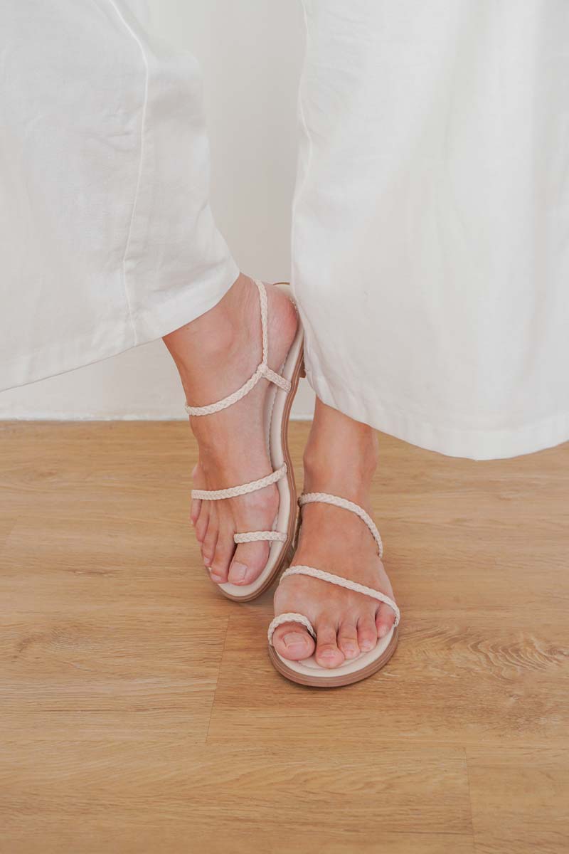 Sevana Braided Sandals in Cream