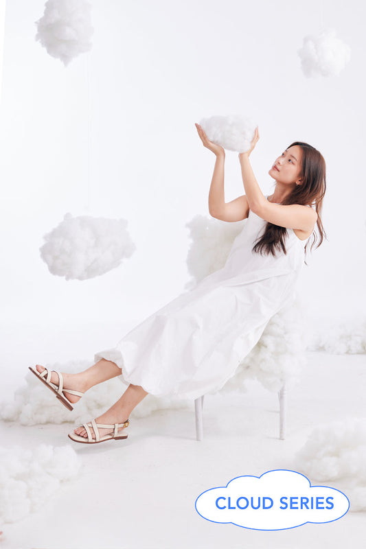 Skye Strappy Cloud Sandals in Cream