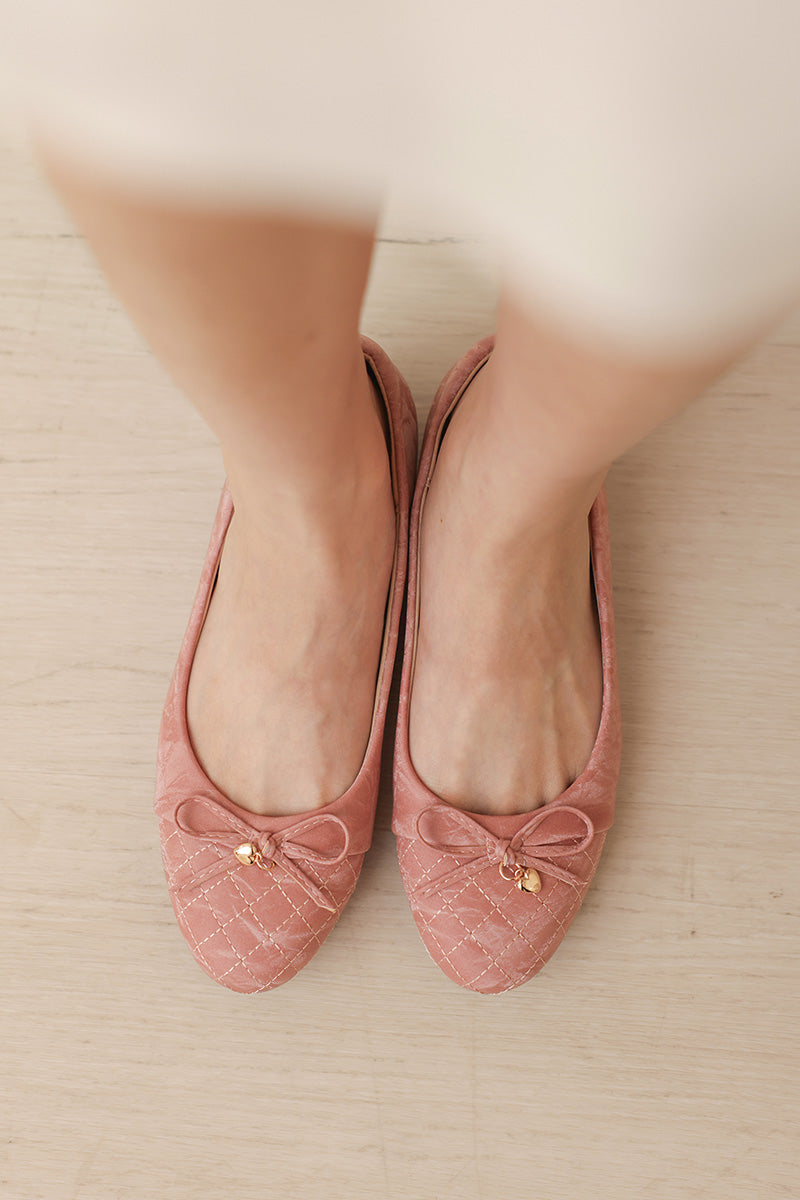 Soren Cloud Ballet Flats in Waterproof Satin Rosette Pink