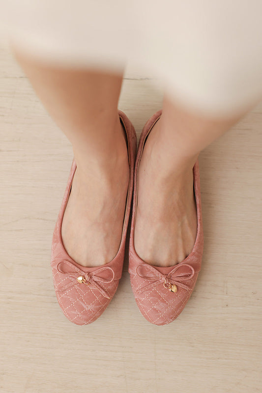 Soren Cloud Ballet Flats in Waterproof Satin Rosette Pink