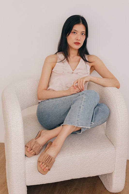 Willow Cloud Sliders in Nude Waterproof Suede