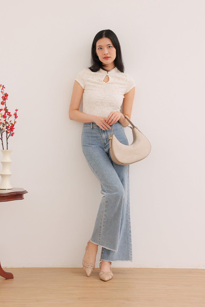 Calista Mesh Slingback Flats in Nude