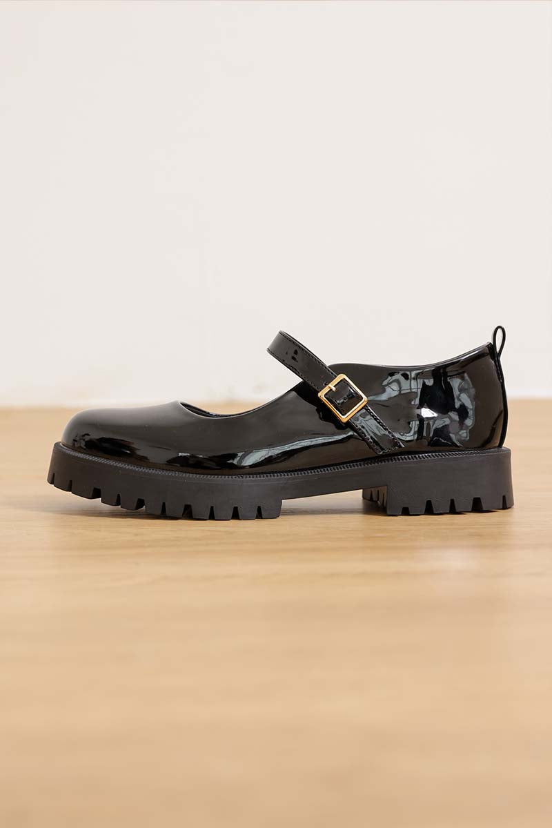 Lissa Patent Platform Mary Jane in Black