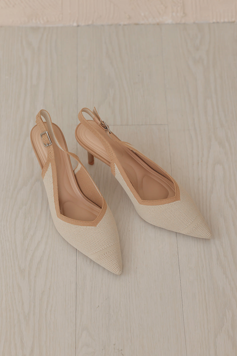 Valentina Flyknit Slingback Heels in Nude Duo Tone