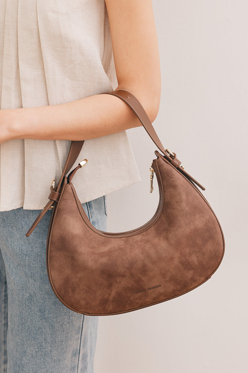 Reunion Tuan Crescent Bag in Chocolate Brown