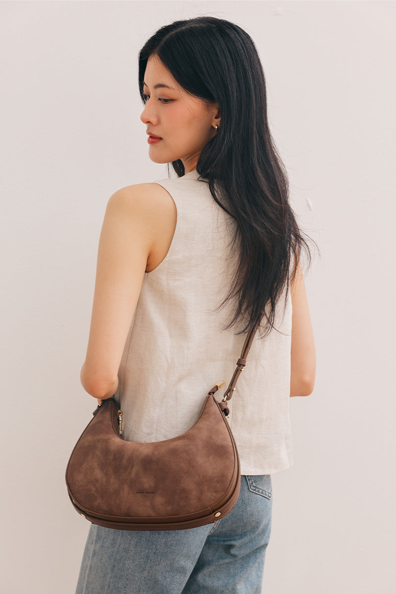 Reunion Tuan Crescent Bag in Chocolate Brown