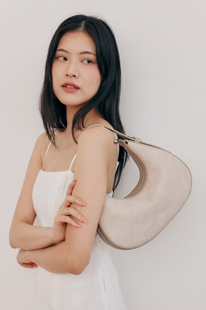 [PRE-ORDER] Reunion Tuan Crescent Bag in Stone Suede