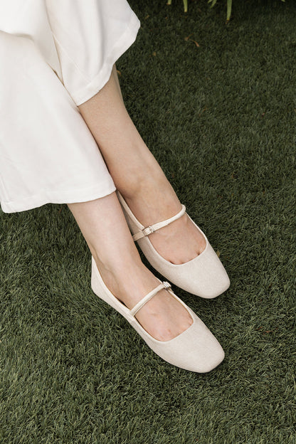 Adoria Maryjane Flats in Waterproof Linen