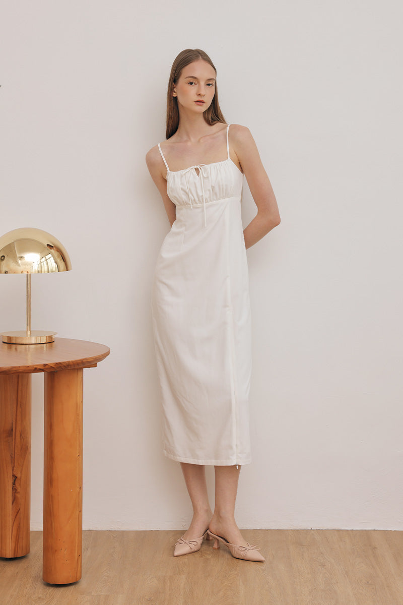 Aisha Ruched Slip-On Mules in Nude