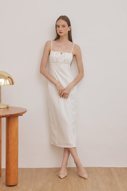 Aisha Ruched Slip-On Mules in Nude