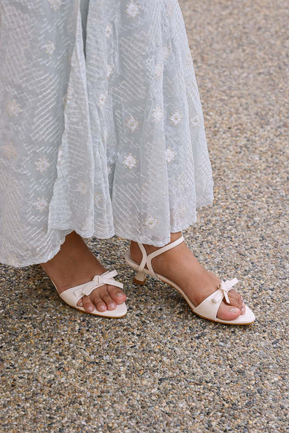 Alira Bow Kitten Heels in White
