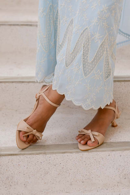 Alira Bow Kitten Heels in Nude