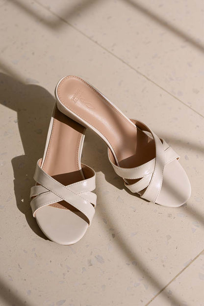 Amaris Cross Strap Wedges in Cream