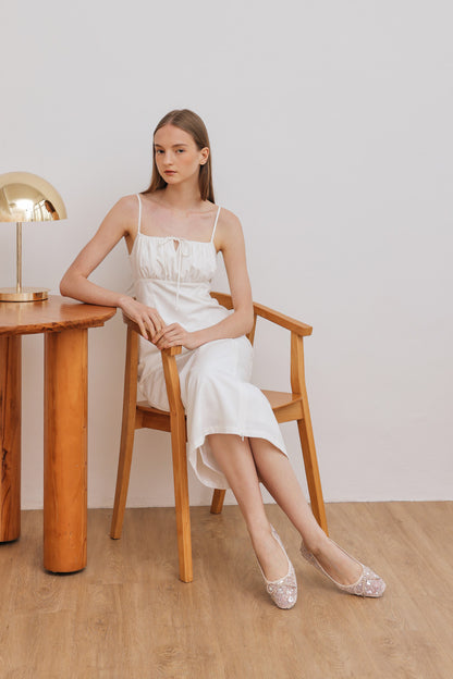 Andrina Textured Sequin Flats in Cream