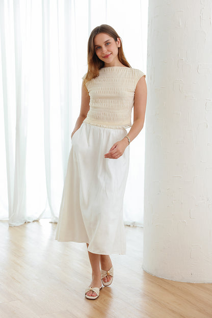 Arianna Bow Cloud Sliders in Waterproof Linen