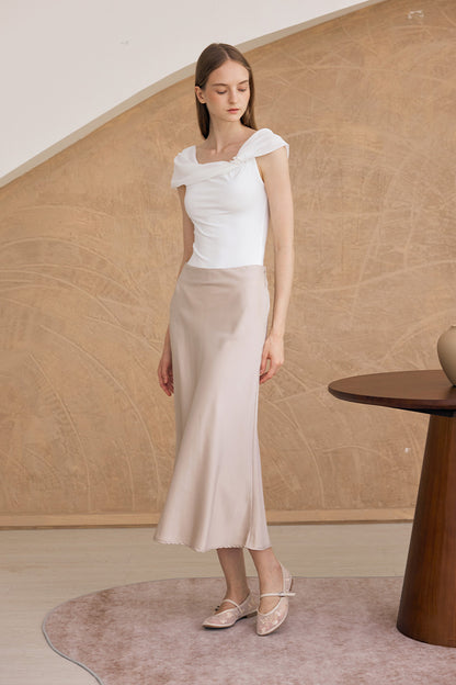 Aster Floral Mesh Maryjane Flats in Cream