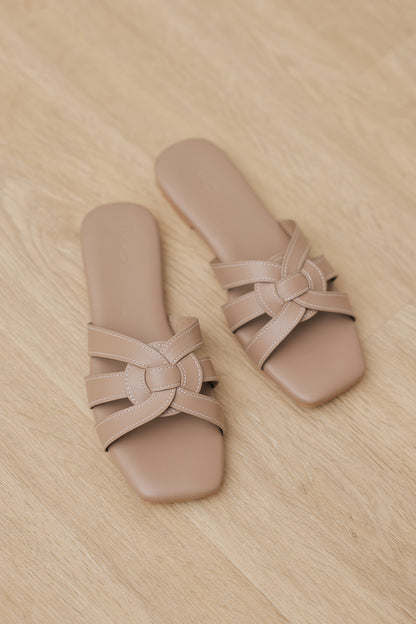 Bonita Contrast Stitching Sliders in Taupe