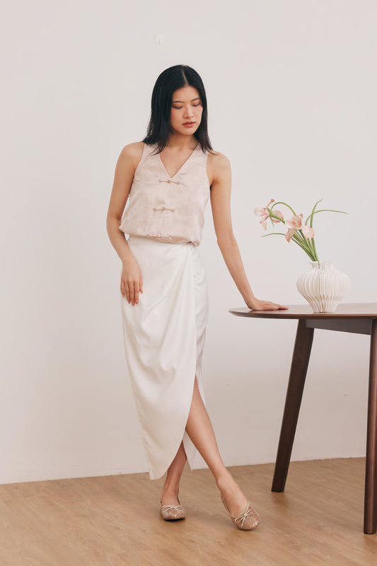 Bree Sequin Flats in Beige