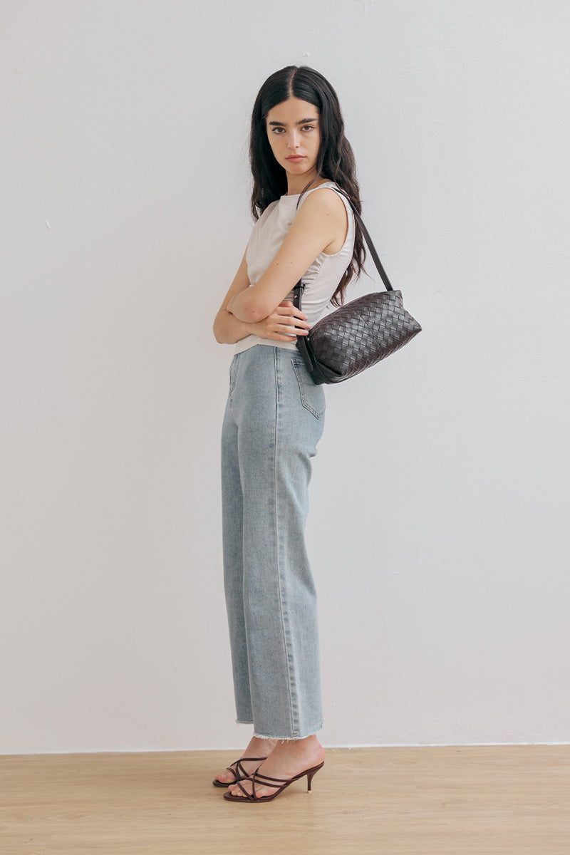 Cairo Weaved Box Bag in Chocolate