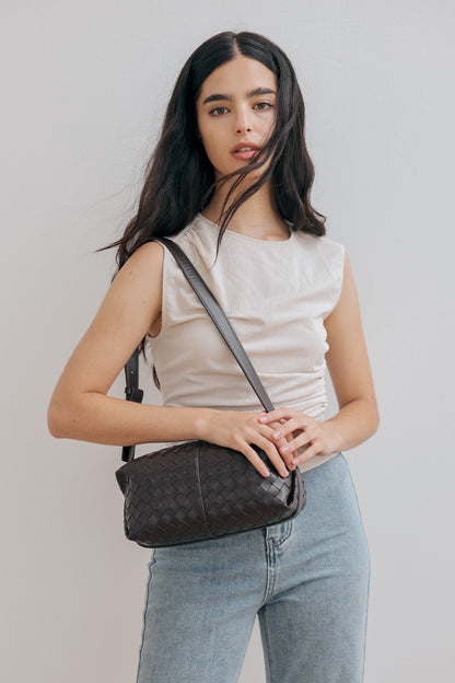Cairo Weaved Box Bag in Chocolate