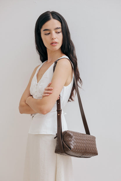 Cairo Weaved Box Bag in Cocoa