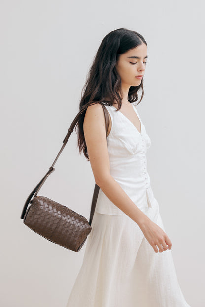 Cairo Weaved Box Bag in Cocoa