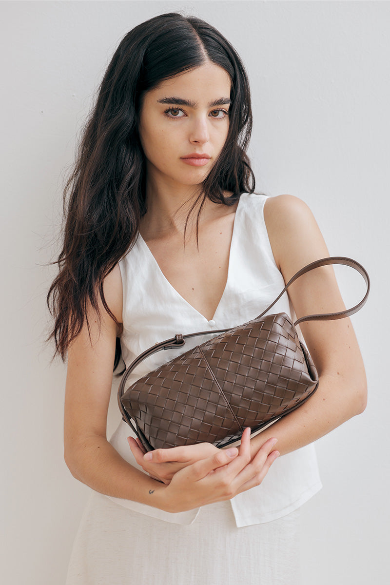 Cairo Weaved Box Bag in Cocoa