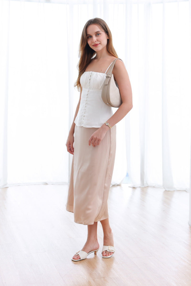 Calysse Buckle Kitten Heels in Cream