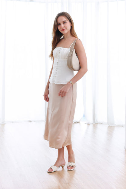 Calysse Buckle Kitten Heels in Cream