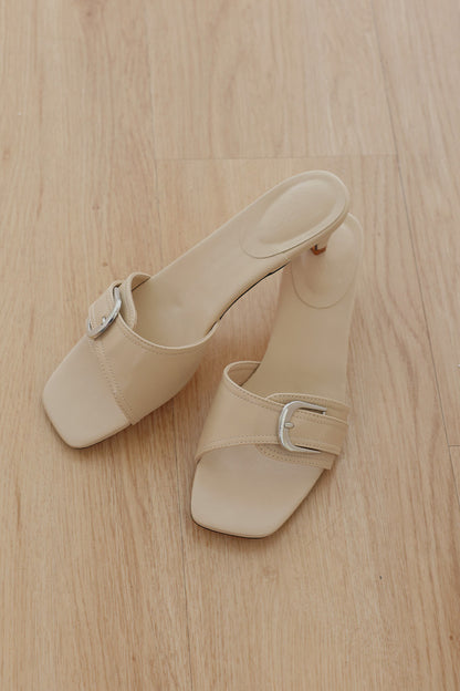 Calysse Buckle Kitten Heels in Nude